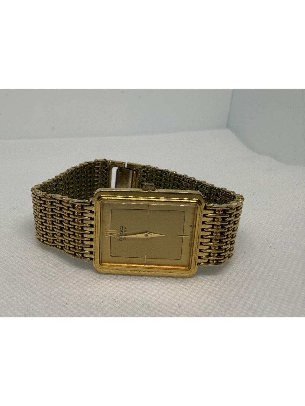 Vintage 1980s Seiko 9020-5119 Gold-Tone Tank Rectangle Ultra-Thin Quartz Watch - Picture 9 of 11